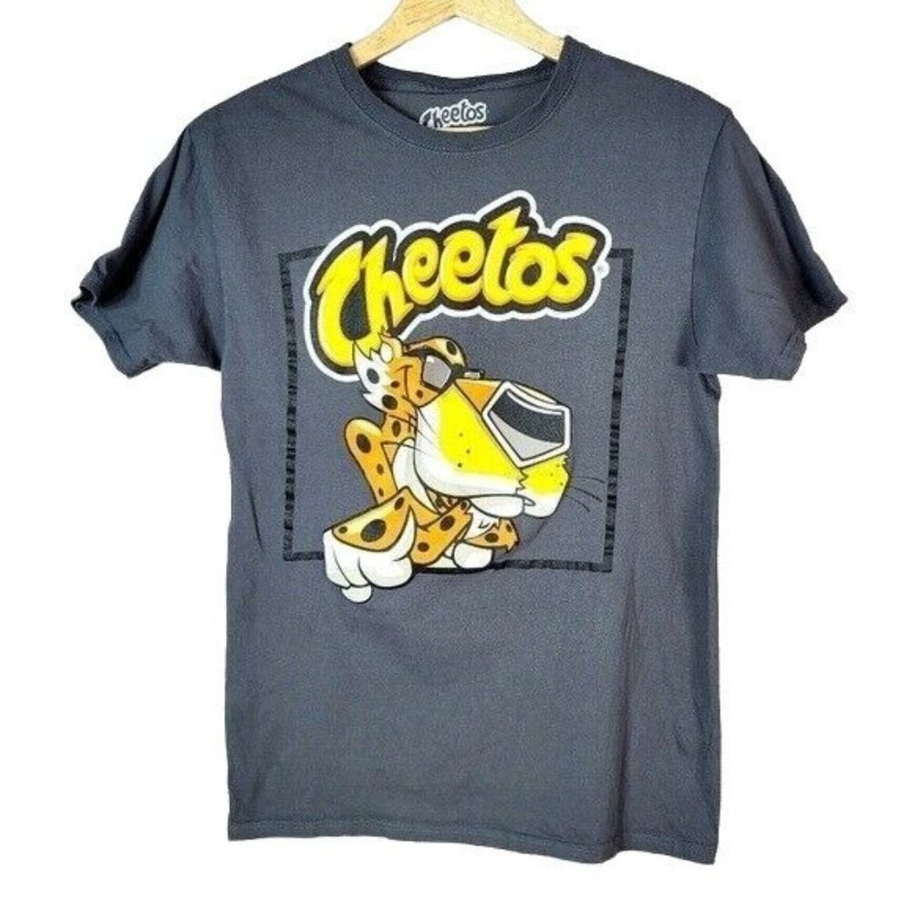 Cheetos Chester Cheetah Graphic T Shirt Gray Small Casual Unisex 100% Cotton
